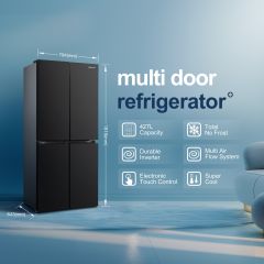 Fridgemaster MQ79395EB 800Mm Wide Multi Door American Fridge Freezer Black