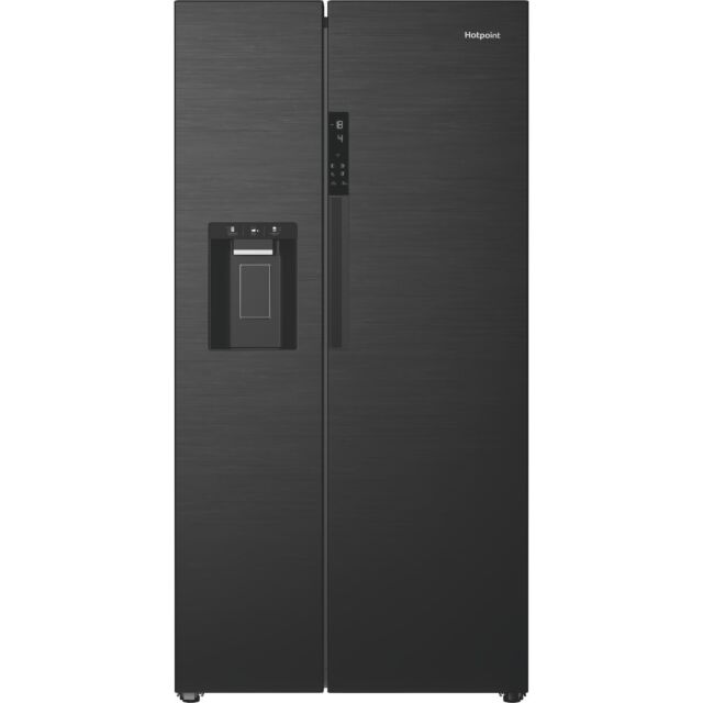 Hotpoint HPG29643IBXR4UK Freestanding Dual No Frost American Fridge Freezer with VitalCare and Water & Ice Dispenser - Black Steel