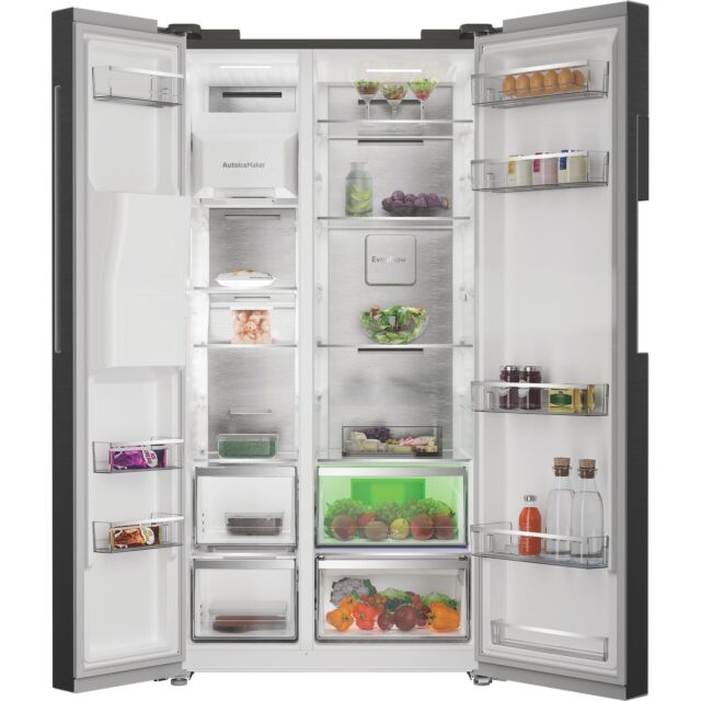 Hotpoint HPG29643IBXR4UK Freestanding Dual No Frost American Fridge Freezer with VitalCare and Water & Ice Dispenser - Black Steel