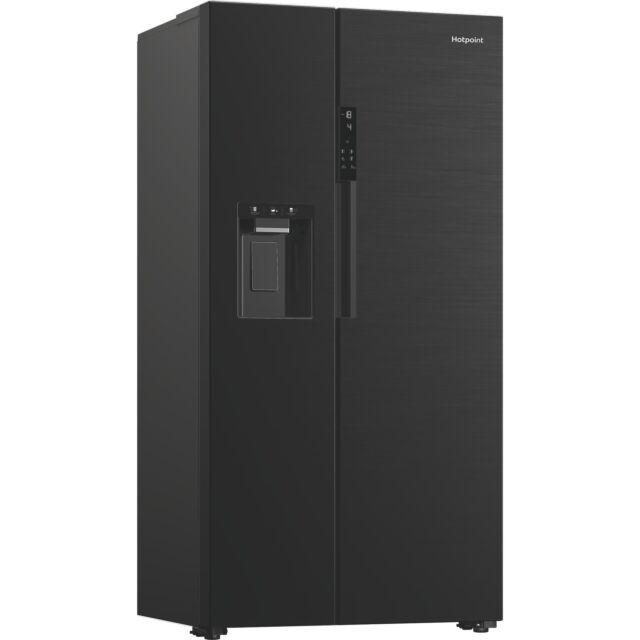 Hotpoint HPG29643IBXR4UK Freestanding Dual No Frost American Fridge Freezer with VitalCare and Water & Ice Dispenser - Black Steel