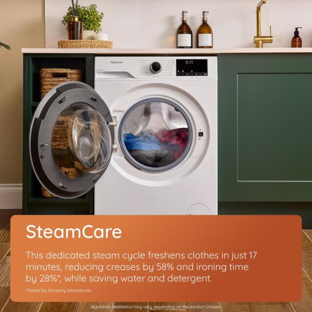 Hotpoint HB103WWCAREUK Fabric Care Freestanding 10kg 1400rpm Washing Machine with HomeWhiz - White
