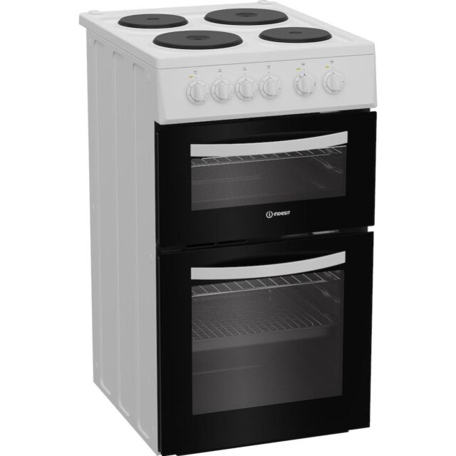 Indesit ITE5EMW Freestanding 50cm Electric Cooker with Solid Plate Hob