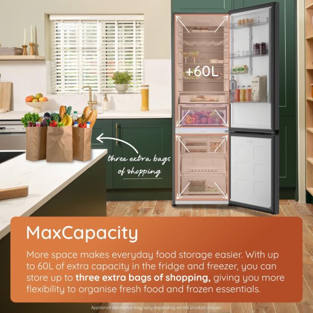 Hotpoint HPK26413XR6UKE Freestanding Dual No Frost 70/30 Fridge Freezer with VitalCare - Black Steel