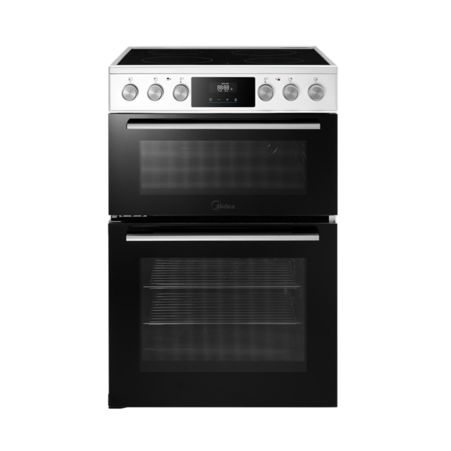 Midea MFO24EME4R118-WH 60cm Double Oven FS Cooker with Ceramic Hob - White - AA Rated