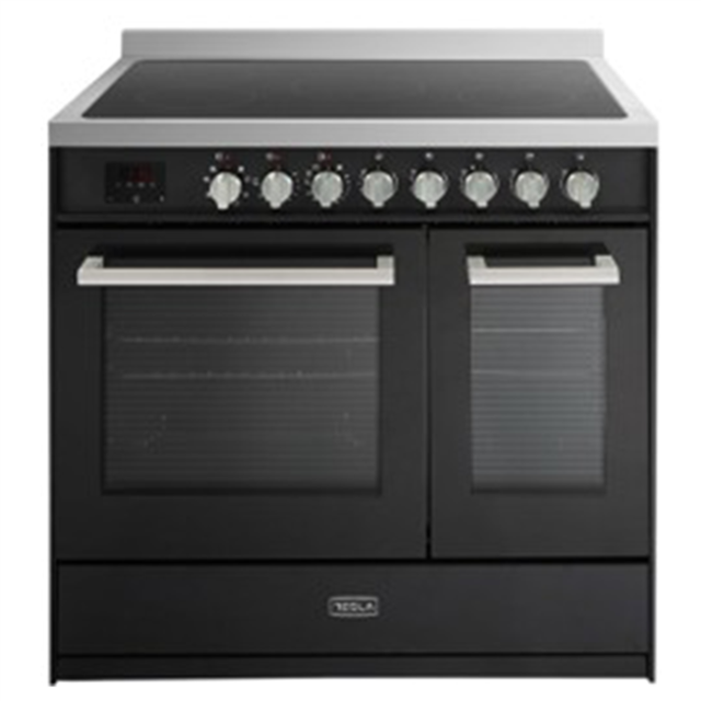 Tesla T90DCRCB Level 3 Professional 90cm Ceramic Range Cooker - Black