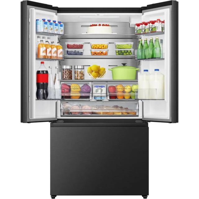 Hisense RF815N4SEFE 90.8Cm X 179.5Cm Freestanding 3 French Door Plumbed Water Dispenser & Ice Maker 